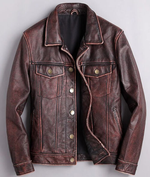Dylan Men's Brown Fashionable Leather Racer Jacket