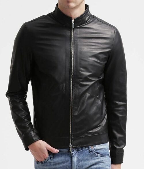 Gavin Men's Black Slim-Fit Dashing Leather Racer Jacket
