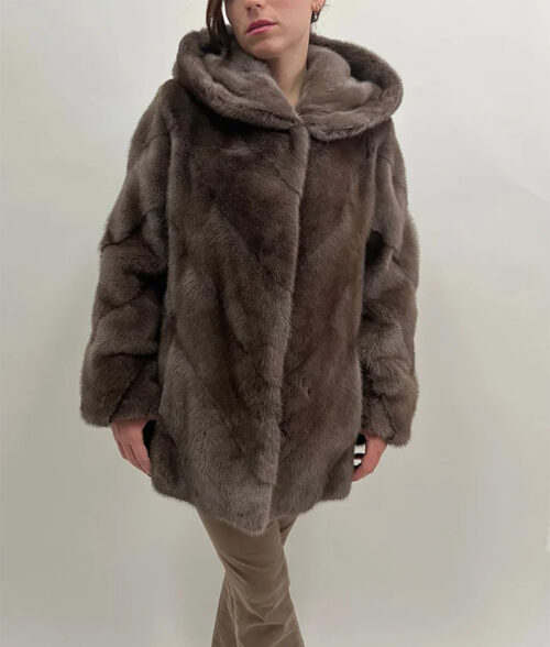 Hannah Hooded Mink Fur Coat