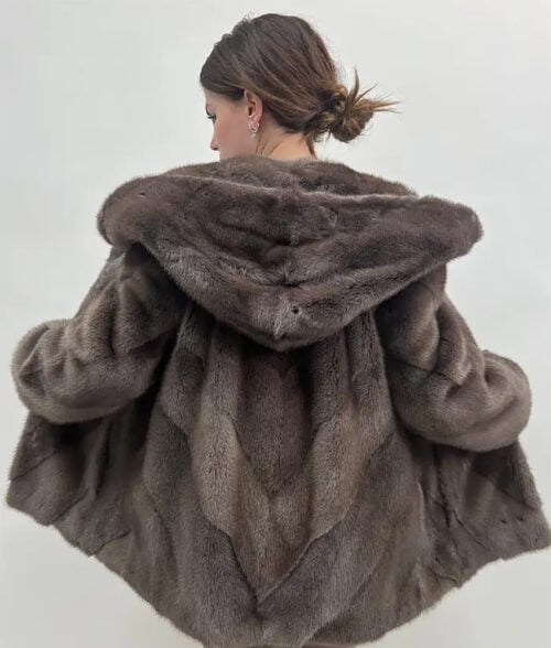 Hannah Hooded Mink Fur Coat