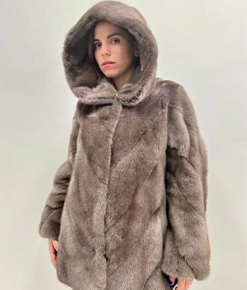 Hannah Hooded Mink Fur Coat