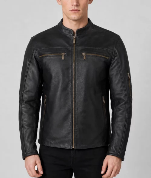 Hayden Men's Black Urbane Leather Racer Jacket - Front