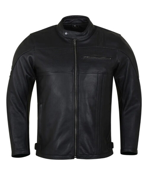 Henry Men's Black Rugged Rider Leather Cafe Racer Jacket