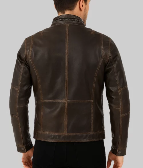 Jasper Brown Cafe Racer Jacket-Back View