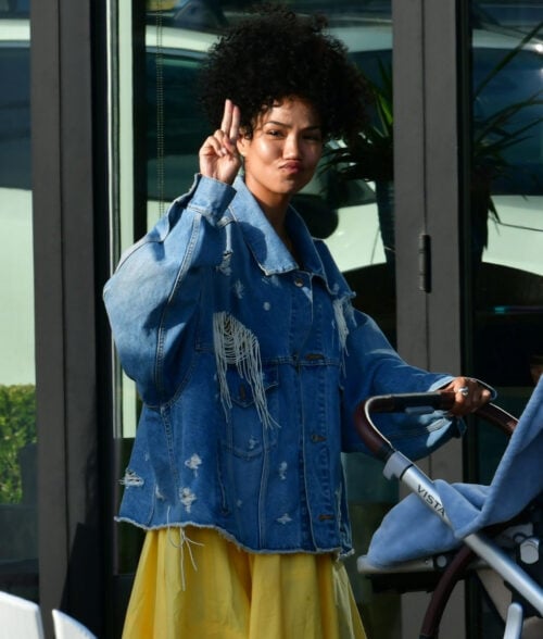Jhené Aiko Distressed Denim Jacket