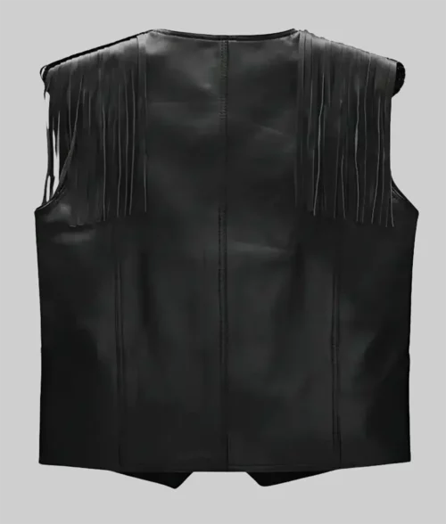 トップス NINE Fringe leather vest Floral Leather Fringe Vest Free Shipping - The Vintage Twin