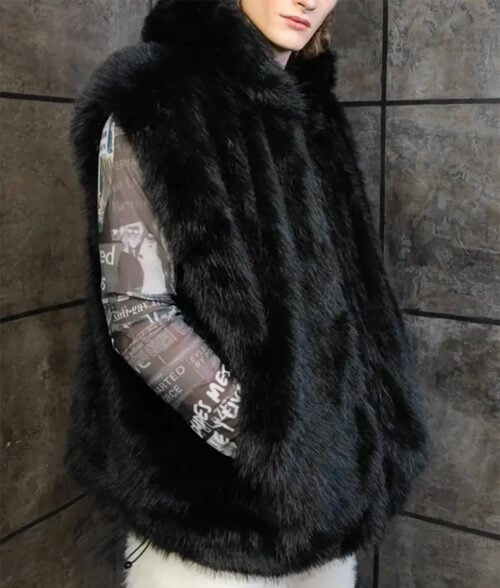 Leroy Faux Mink Fur Coat With Removable Sleeves