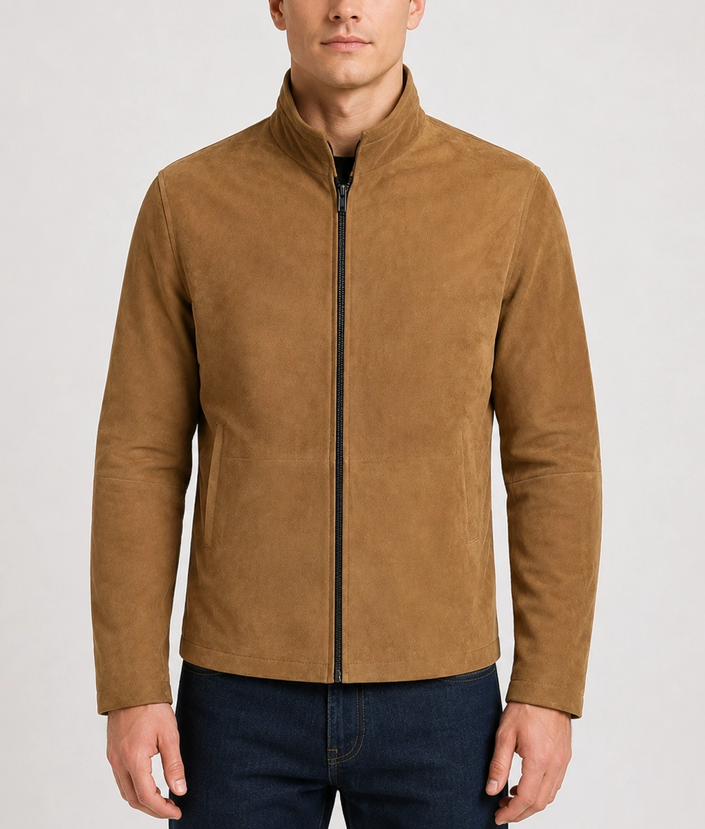 Louis Men's Brown Western Casual Cowboy Soft Suede Jacket - Front