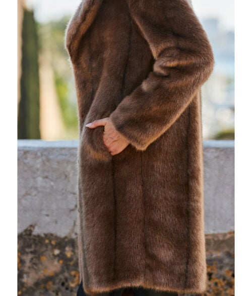 Maya Brown Faux Mink Fur Coat