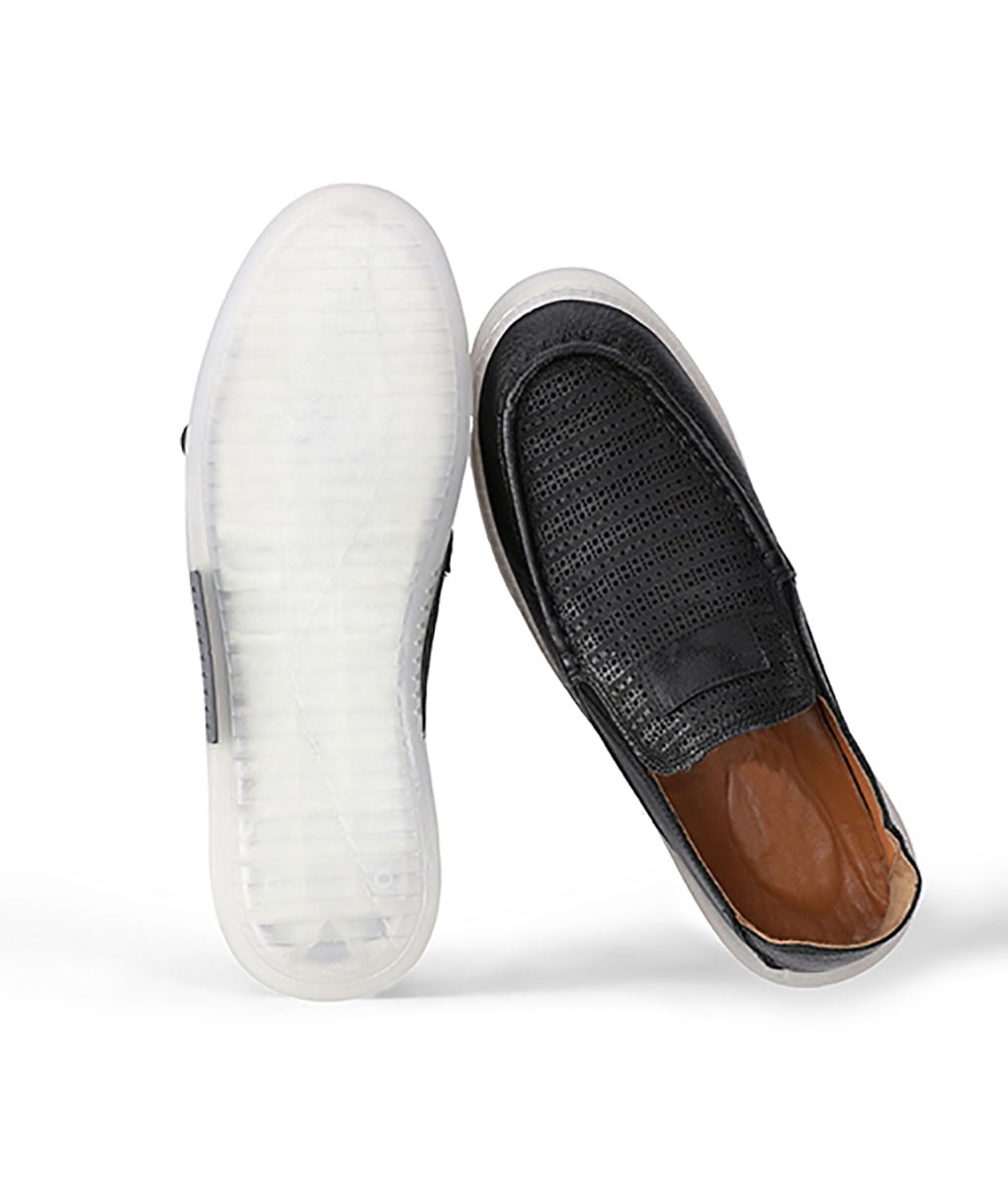 Men's Black Leather Casual Slip-on Loafers