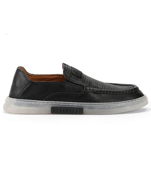Men's Black Leather Casual Slip-on Loafers