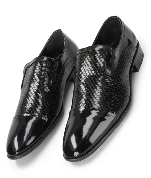Men's Black Leather Formal Slip-on Shoes
