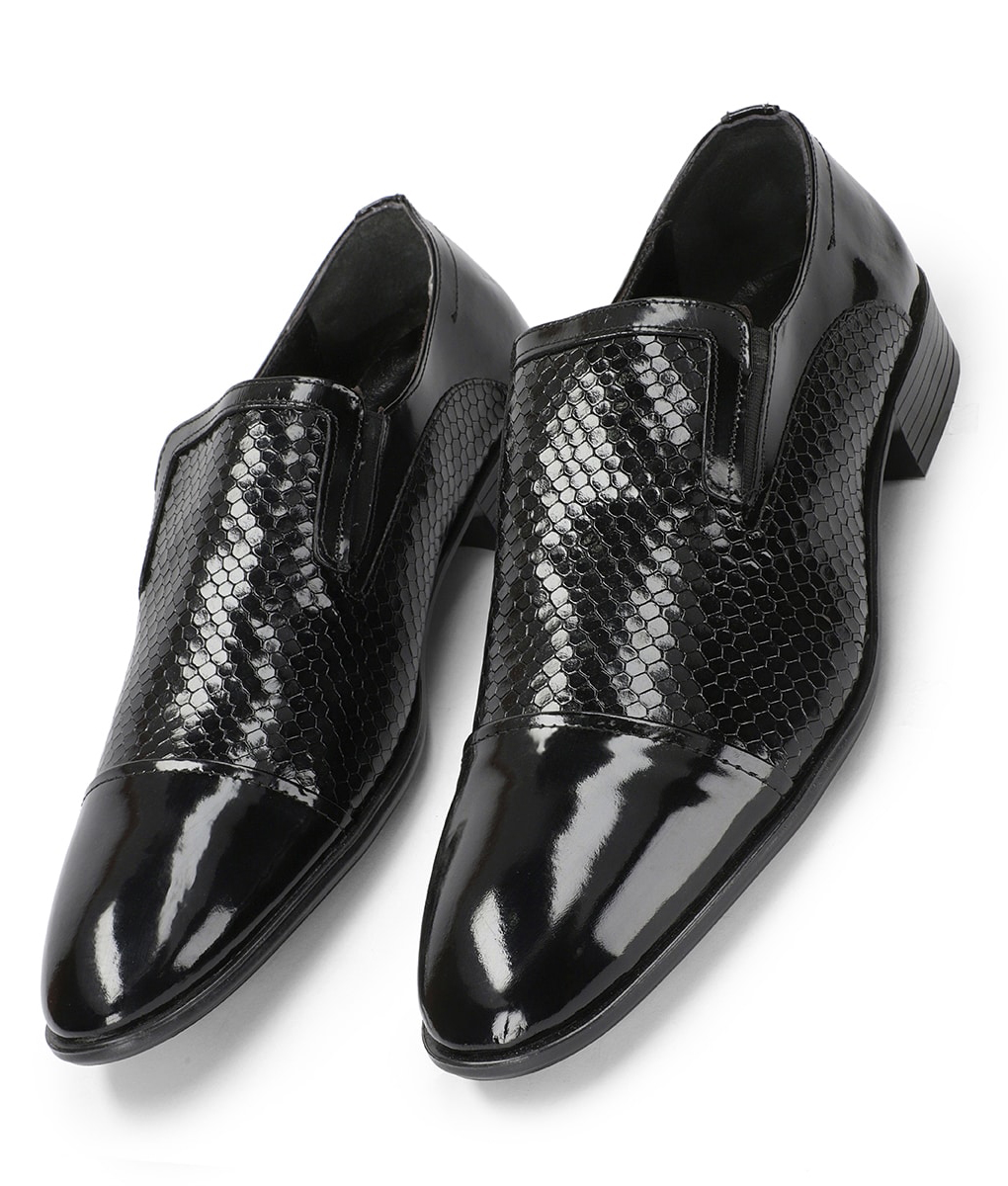 mens black leather slip on shoes