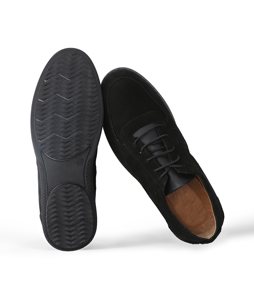 Men’s Black Suede Leather Casual Sneakers
