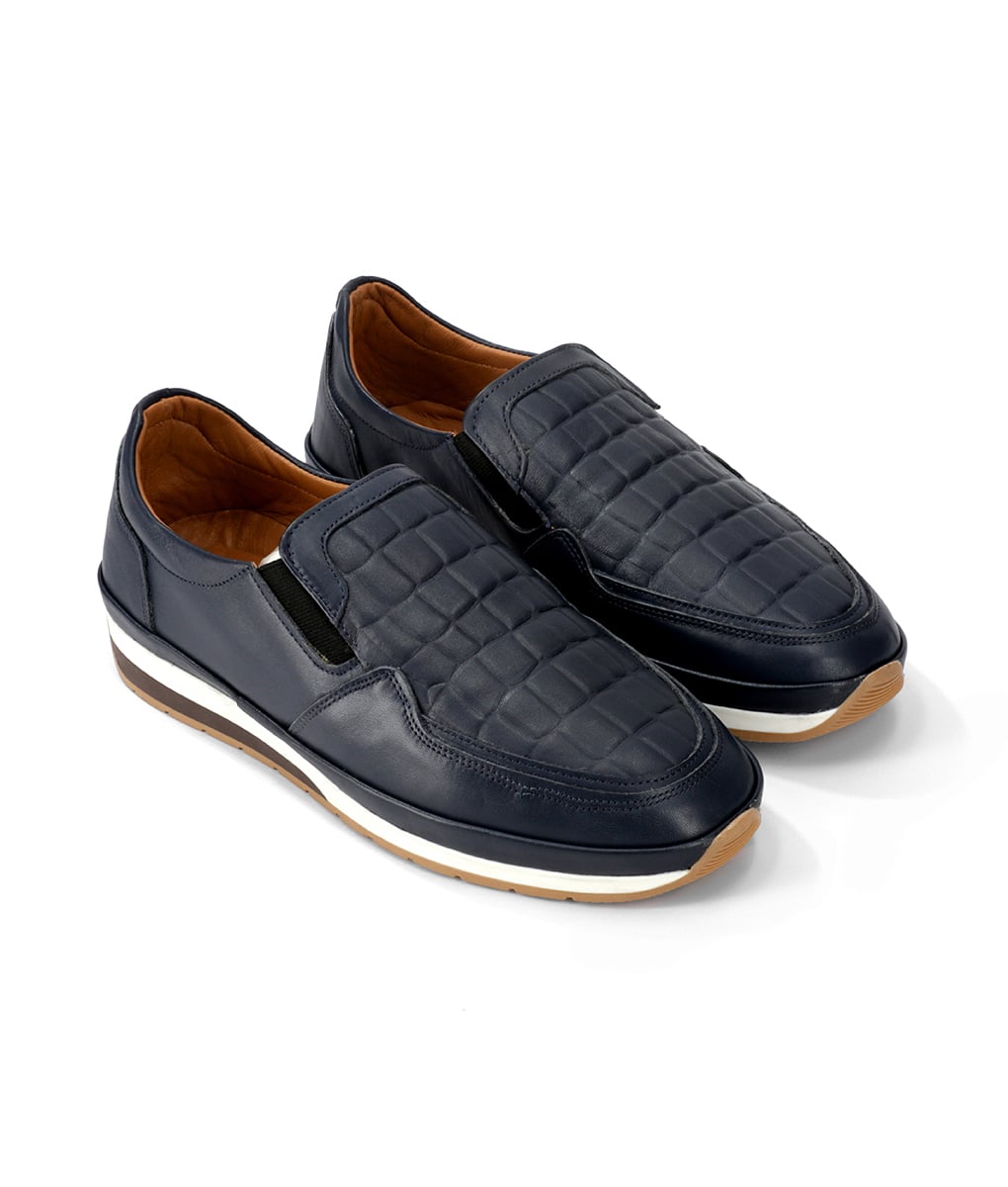 Men's Blue Leather Casual Slip-on Loafers