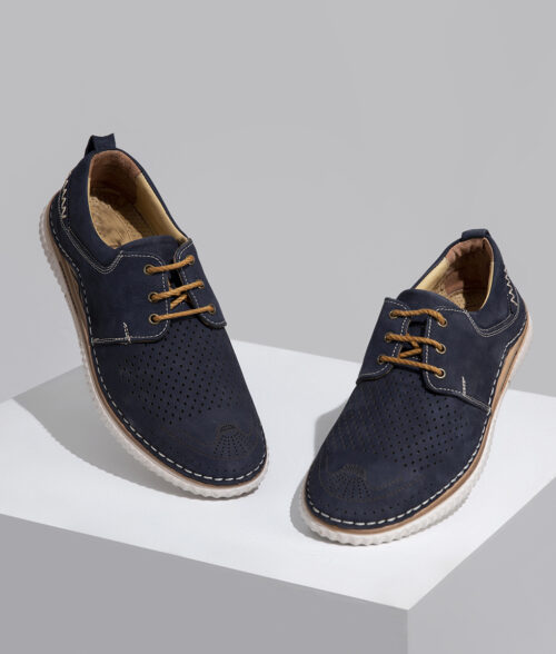 Men's Blue Leather Lace Up Casual Shoes