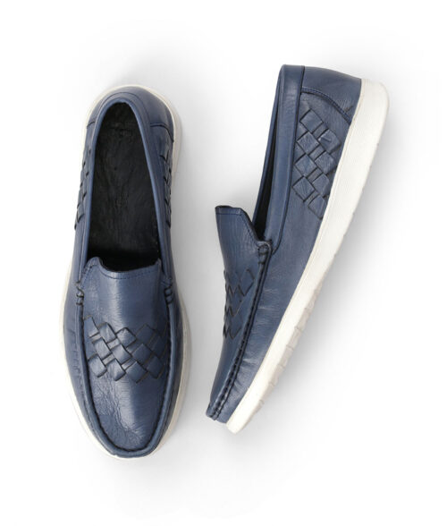 Men's Blue Leather Loafers