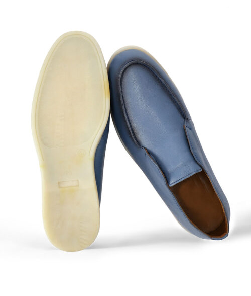 Men's Blue Leather Slip-on Boots