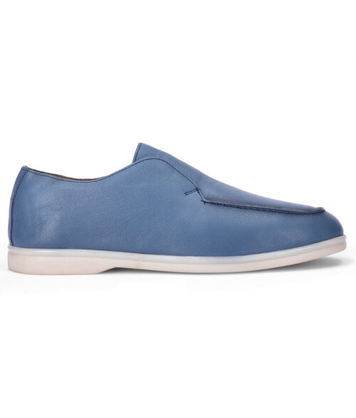 Men's Blue Leather Slip-on Boots