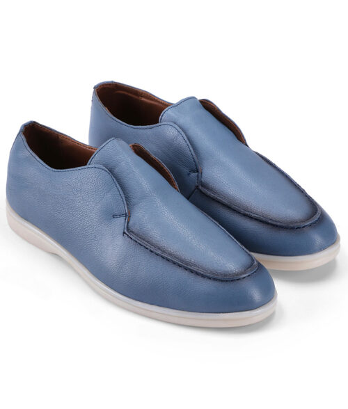 Men's Blue Leather Slip-on Boots