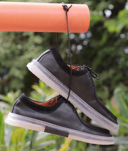Men's Breathable Dotted Casual Black Lace-up Shoes