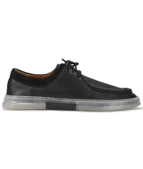 Men's Breathable Dotted Casual Black Lace-up Shoes