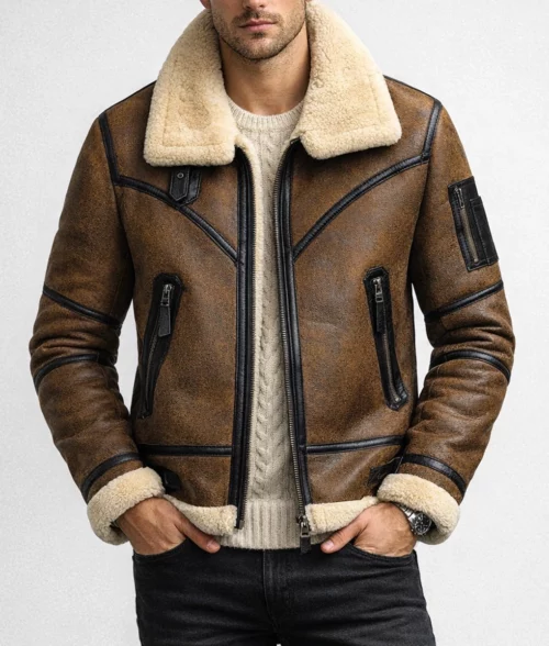 Men's Brown Aviator B3 Bomber Jacket | Men's Brown B3 Bomber Jacket-2