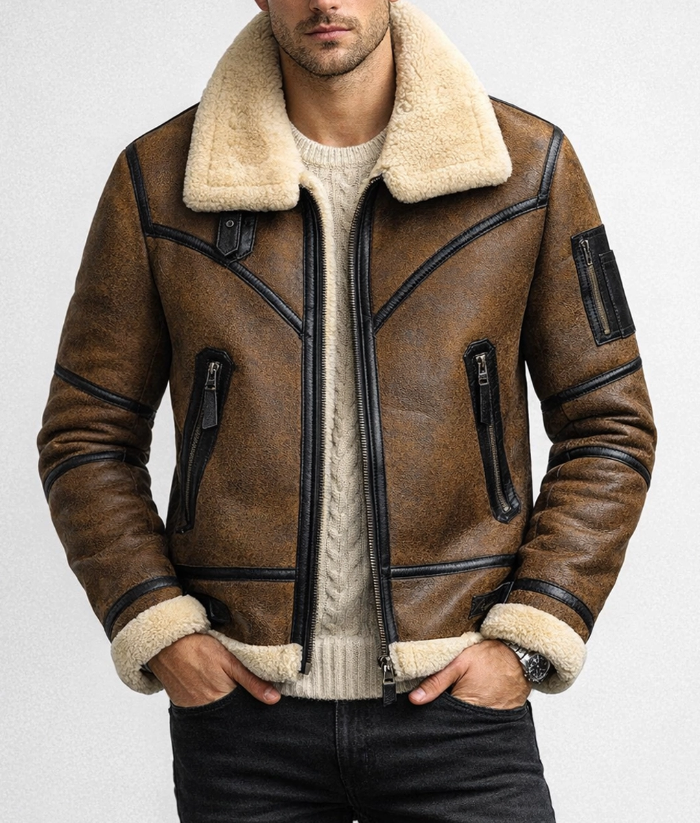 Men's Brown Aviator B3 Bomber Jacket | Men's Brown B3 Bomber Jacket-2
