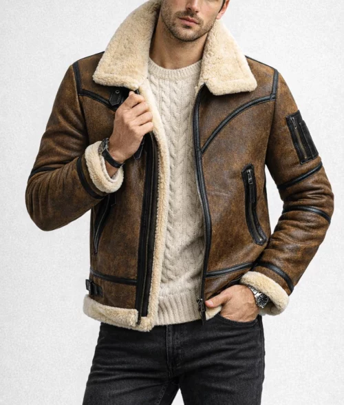 Men's Brown Aviator B3 Bomber Jacket | Men's Brown B3 Bomber Jacket-3