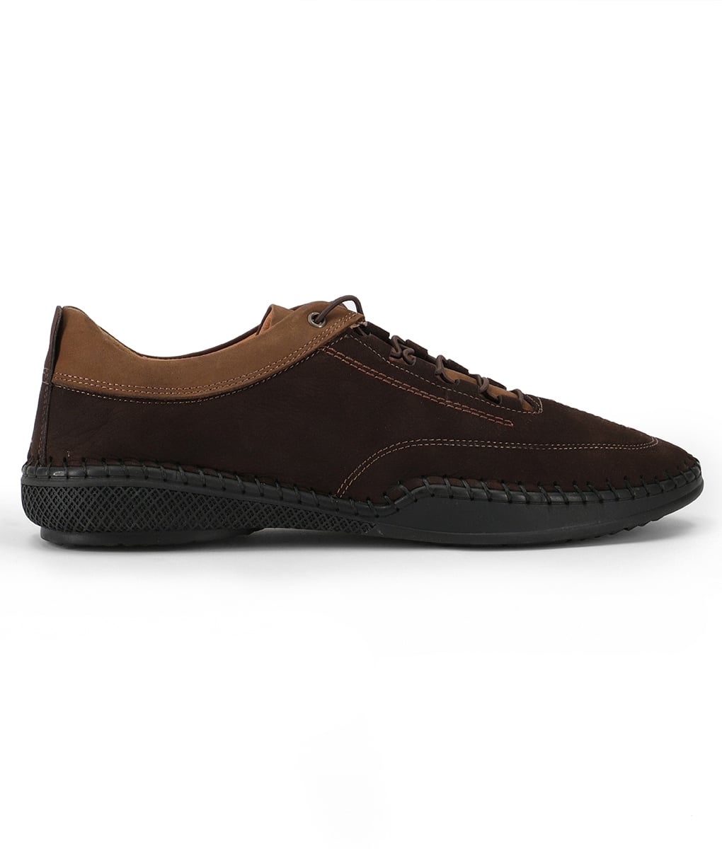 Men's Two-toned Black Leather Lace Up Casual Shoes