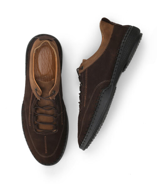 Men's Two-toned Black Leather Lace Up Casual Shoes