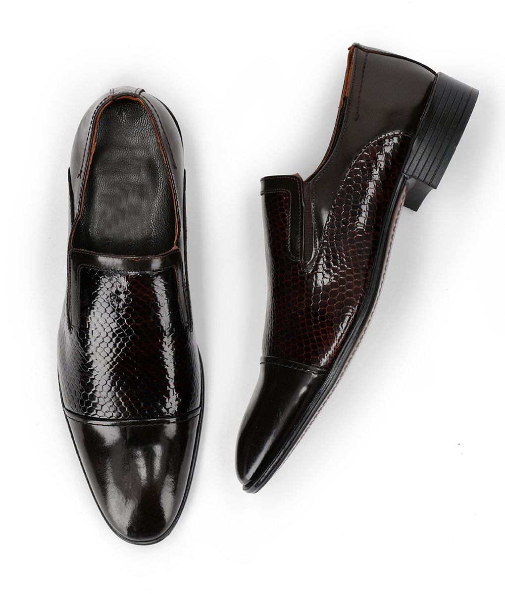 Brown Dress Shoe Mens Brown Vestigium Genuine Sharkskin Stylish Dress Loafer Full Leather Lining