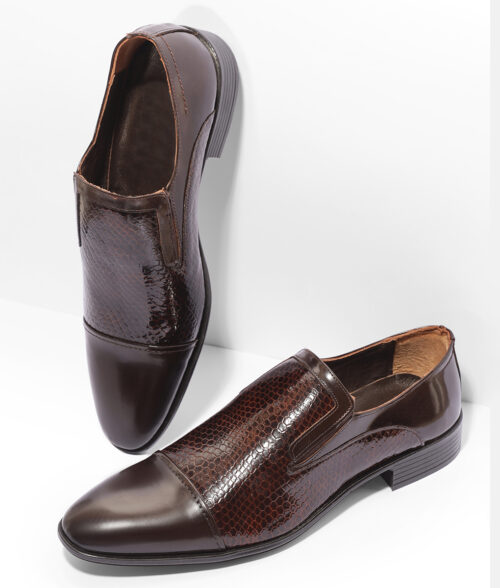 Men's Brown Leather Formal Slip-on Shoes