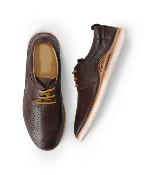 Men's Dark Brown Leather Casual Brogues Shoes
