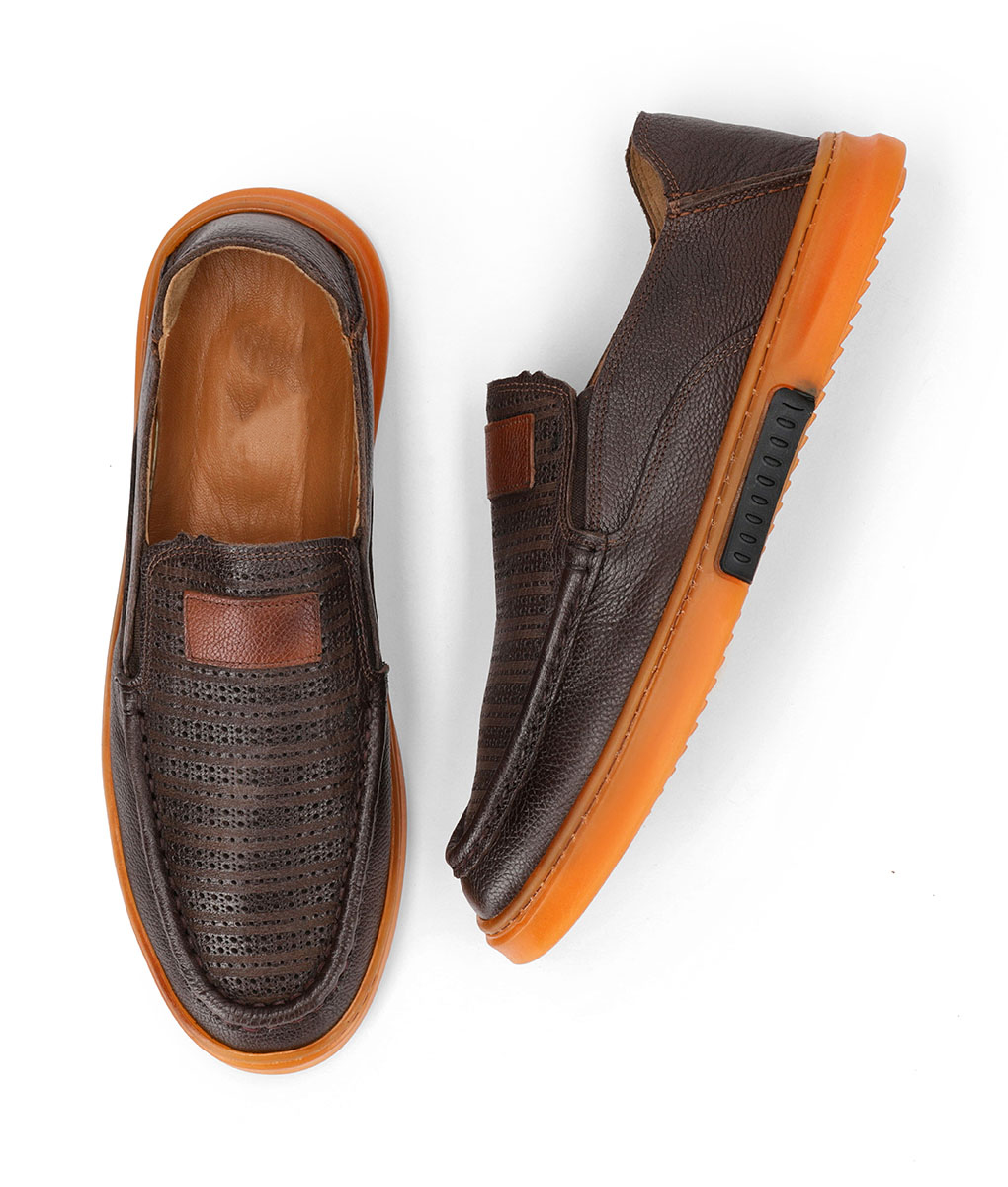 George Mens Dark Brown Leather Loafer