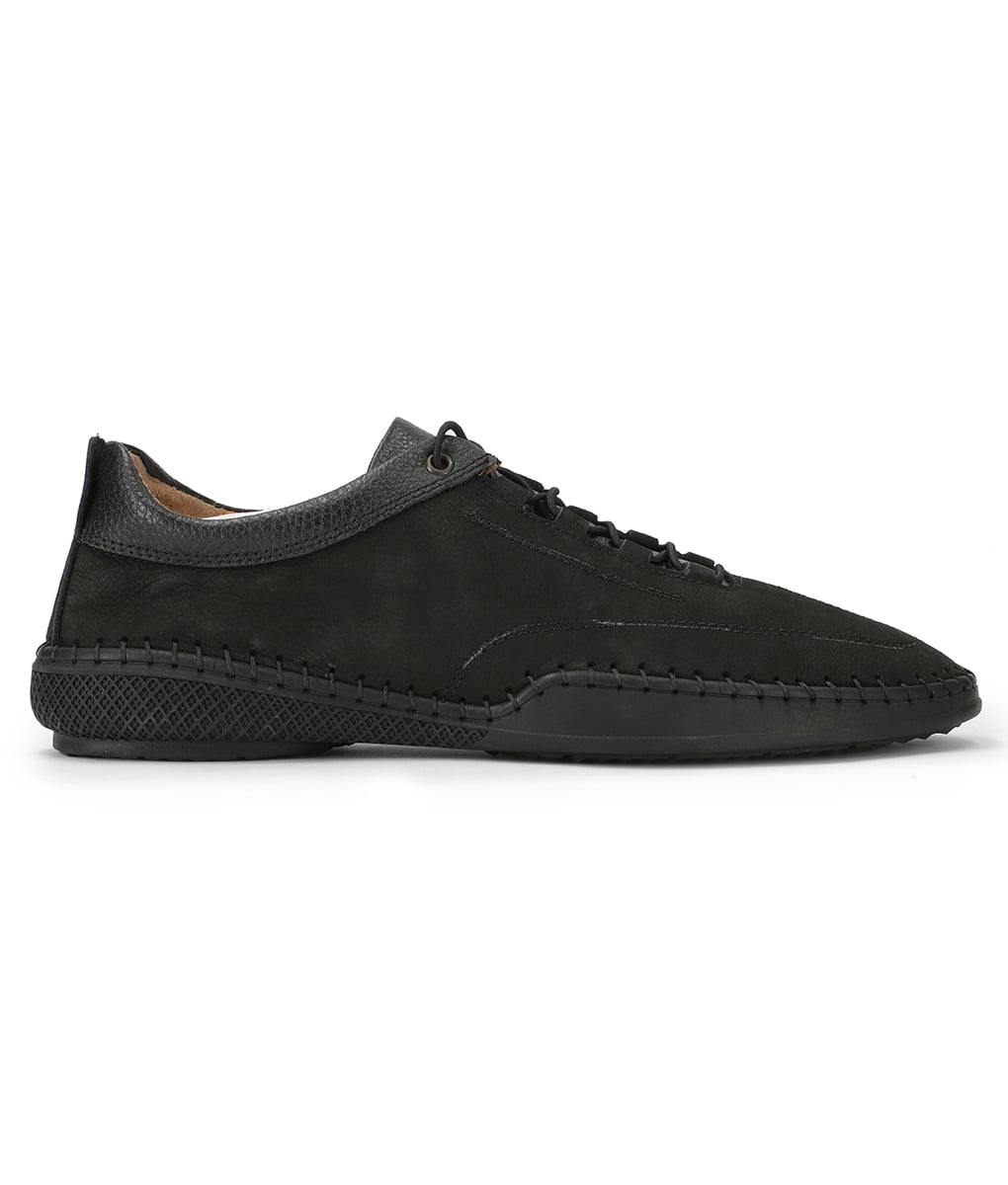 Men's Jet Black Leather Casual Sneakers