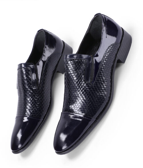 Men's Navy Blue Leather Formal Slip-on Shoes