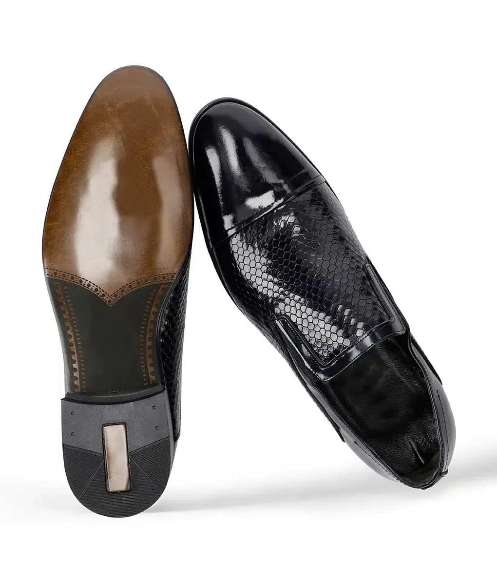 Men's Navy Blue Leather Formal Slip-on Shoes