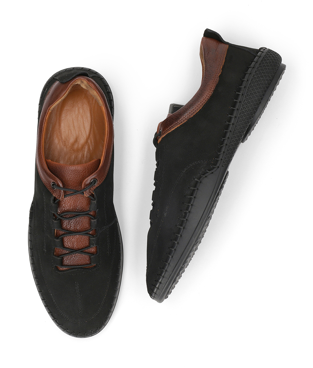Arthur Mens Black & Brown Suede Leather Sneaker