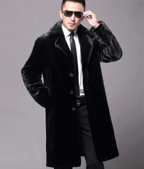 Monroe Black Faux Mink Fur Coat