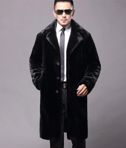 Monroe Black Faux Mink Fur Coat