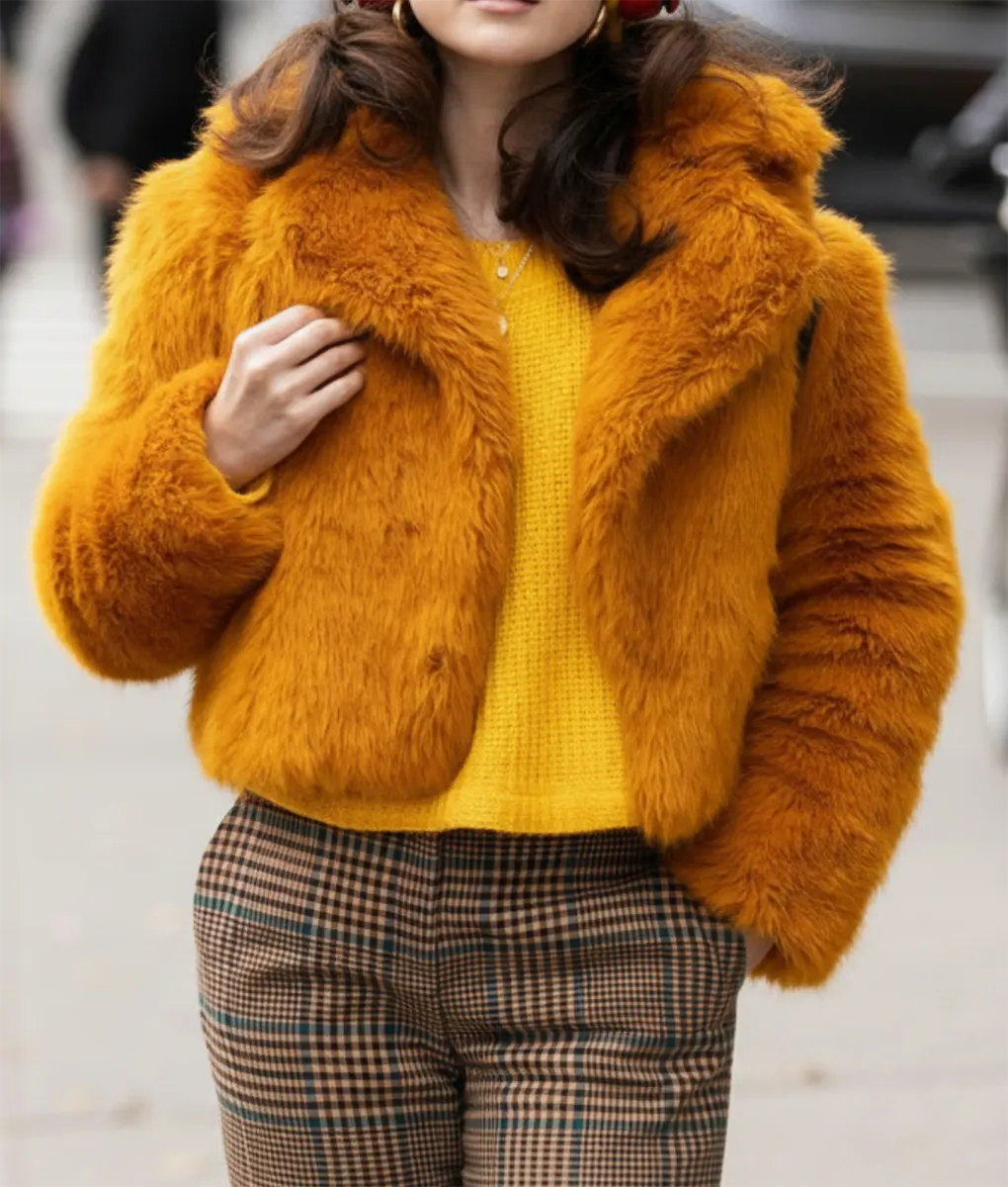 Only Murders in the Building Selena Gomez Mabel Fur Jacket - Front