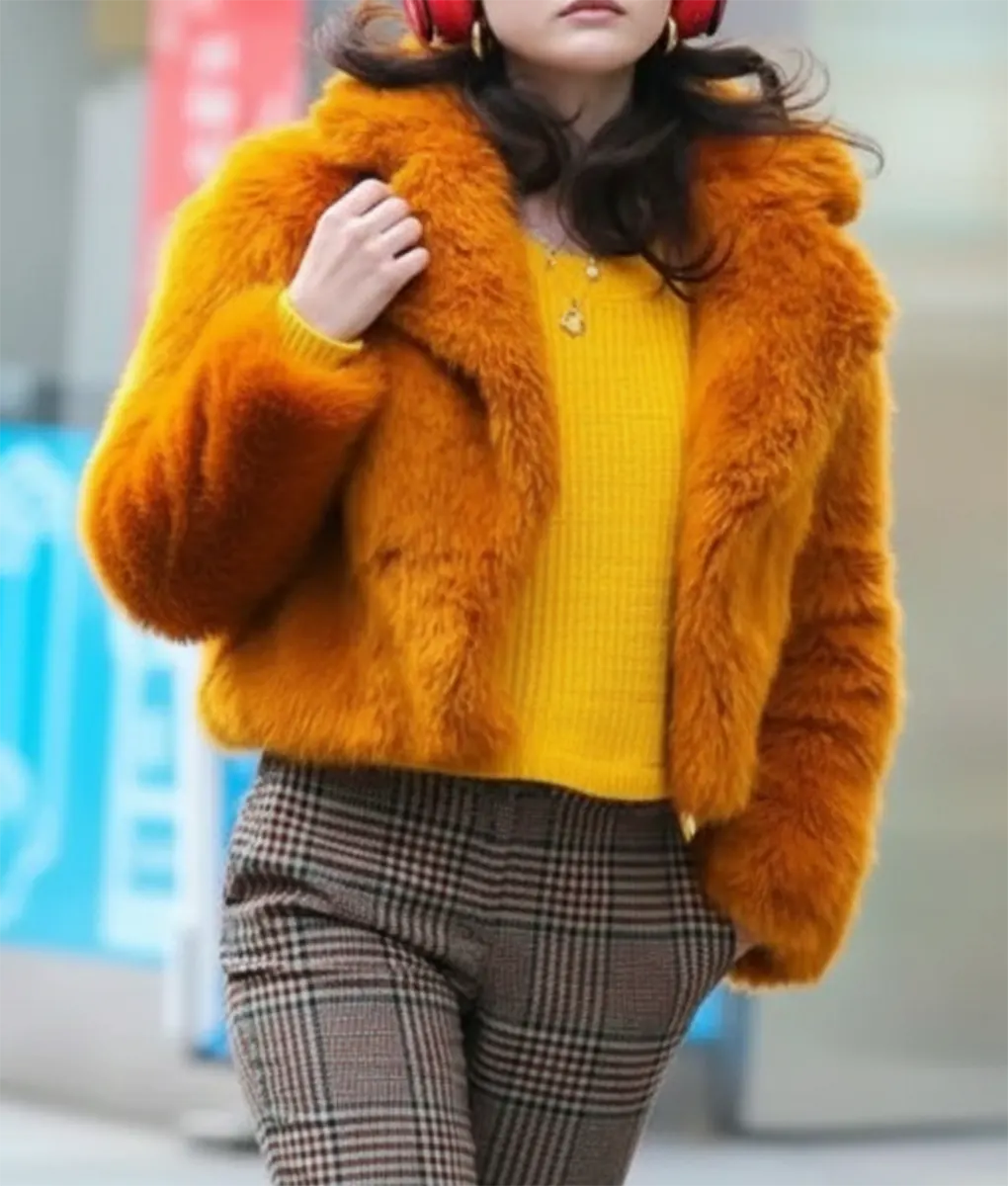 Only Murders in the Building Selena Gomez Mabel Fur Jacket - Side