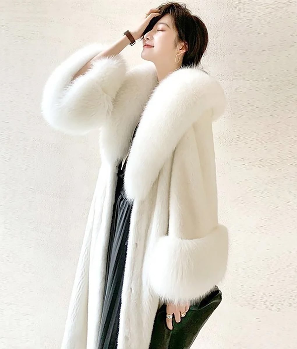 Samantha White Mink Fur Coat
