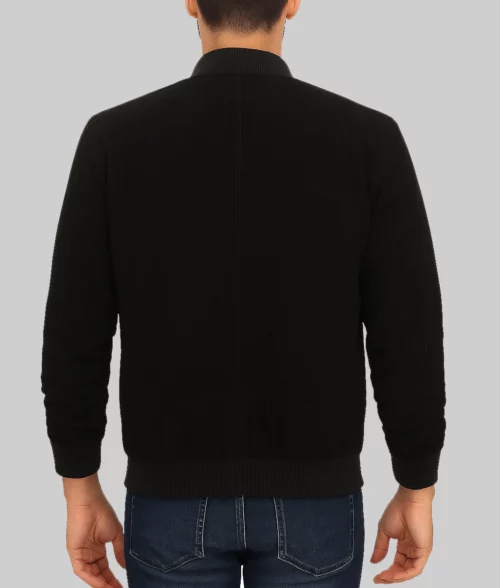 Teo-Mens-Black-Suede-Bomber-Jacket-Back View