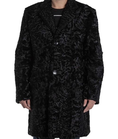 Travis Black Lamb Fur Coat