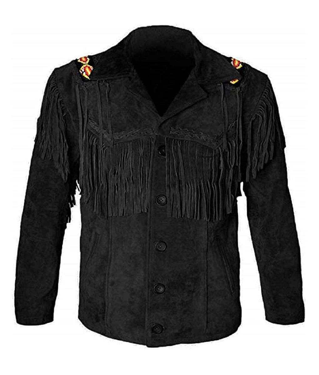 Black Faux Suede Cowboy Fringed Jacket main image 0