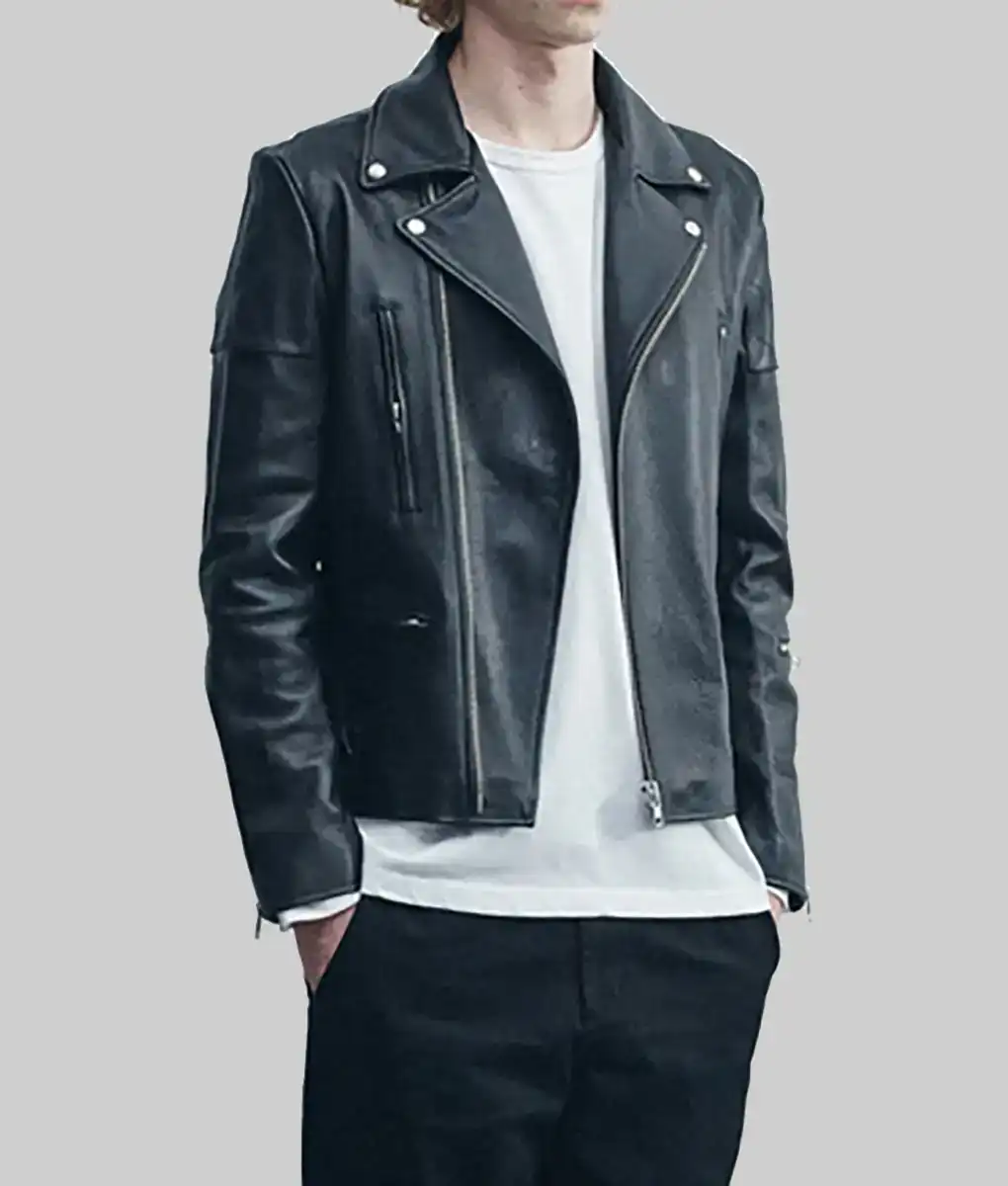 BTS Jimin Black leather Jacket