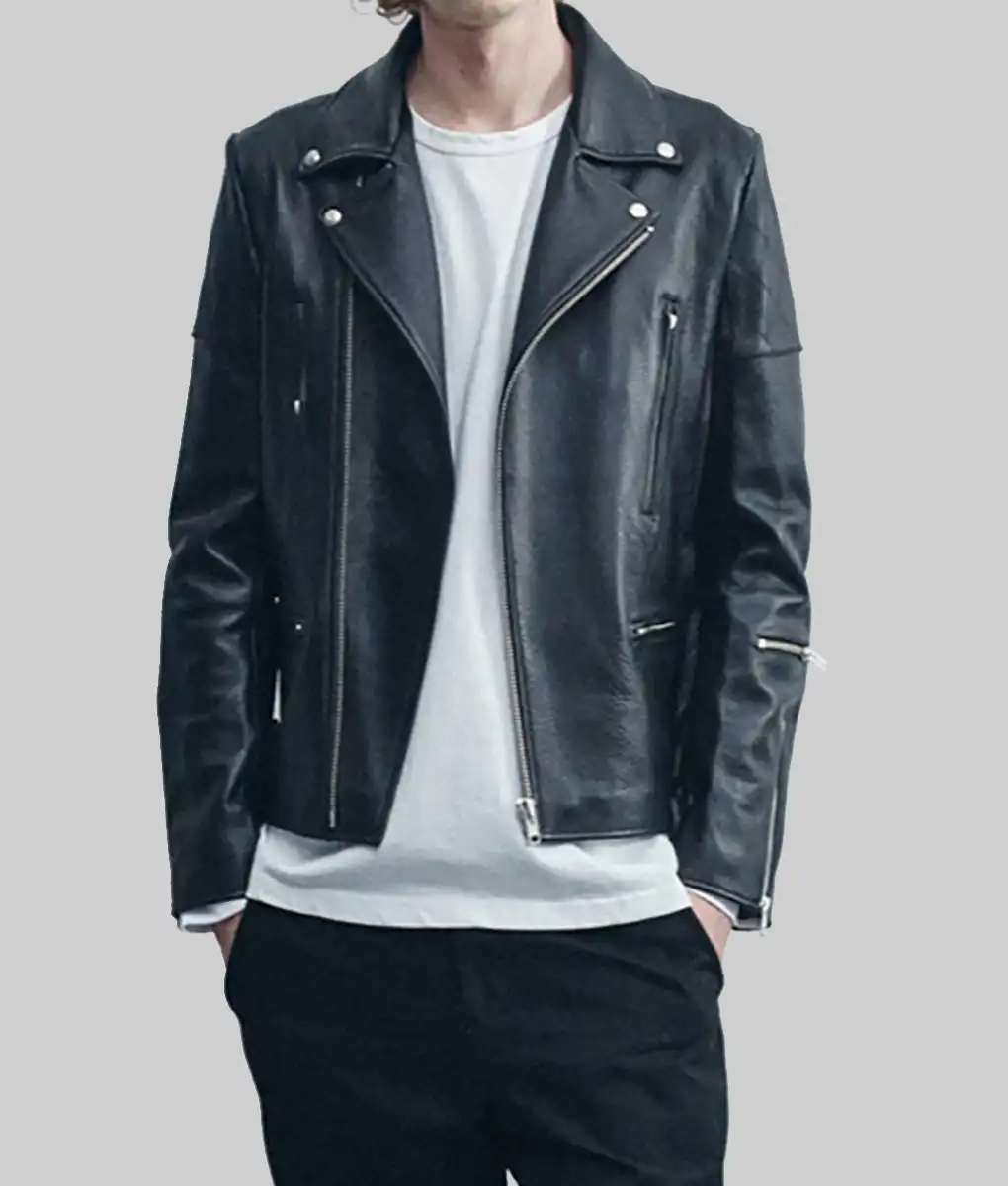BTS Jimin Black leather Jacket