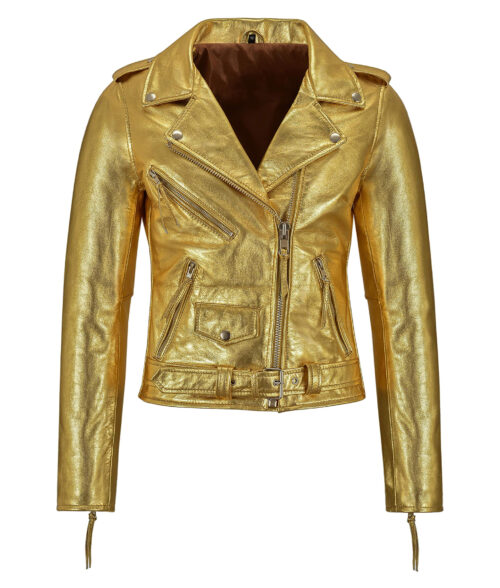 Bikers Gold Leather Jacket